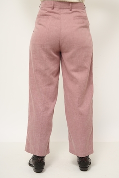 Calça cintura alta rosa linho na internet