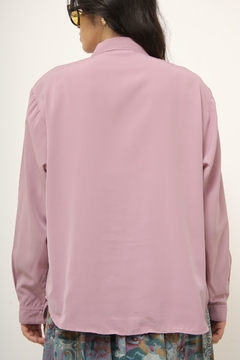 Camisa rosa poliester manga bufante - Capichó Brechó