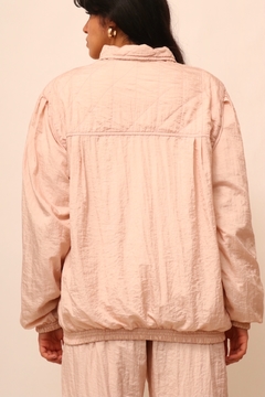 Conjunto rosa de nylon calça + jaqueta vintage - comprar online