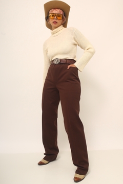 Calça marrom cintura alta vintage - comprar online