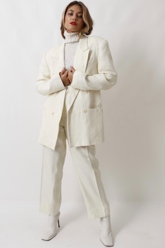 Conjunto branco calça + blazer cru vintage