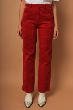 Imagem do Calça veludo vermelha cintura media vintage