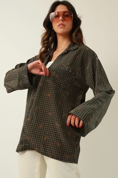camisa acetinada estampa vintage pijama - comprar online