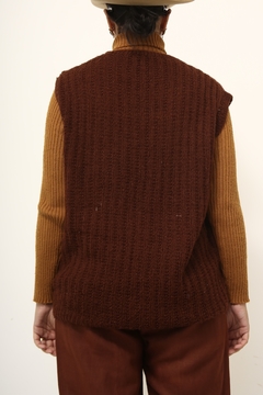 Colete marrom listras creme tricot - comprar online