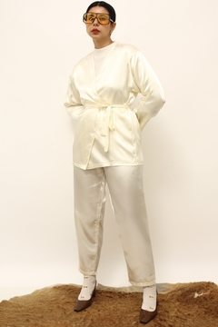 Imagem do Conjunto calça + blusa pijama acetinado vintage