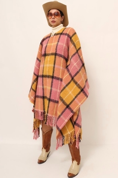 poncho xadrez vintage color