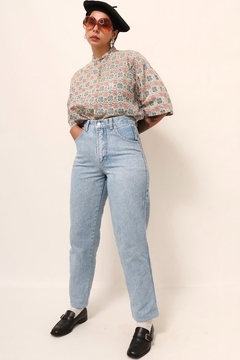 Calça jeans cintura alta classica azul na internet