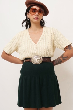 Blusa tricot off white tranças vintage - comprar online