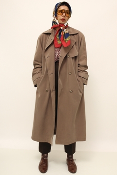 Trench coat marrom aveludado forrado vintage