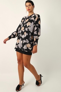 Blusa manga plissada estampa flores