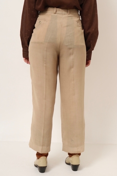 Calça cintura alta levinha bege transparencia - loja online