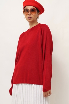 tricot vermelho manga longa vintage
