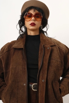 jaqueta couro camurça marrom forrada C.G.C na internet