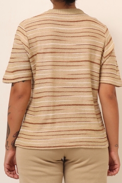 Blusa tricot bege listras vintage na internet