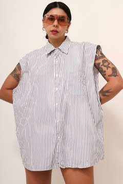 Vestido camisa listras cava a fio vintage - loja online