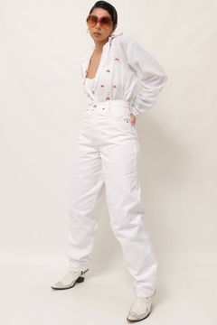 calça bag branca jeans 38 cintura alta - comprar online