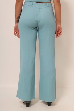 Conjunto azul 70´s cintura baixa calça + blusa na internet