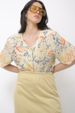 Blusa estilo terninho estampado vintage