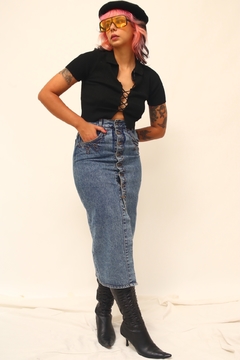 Imagem do Saia Midi cintura alta jeans vintage