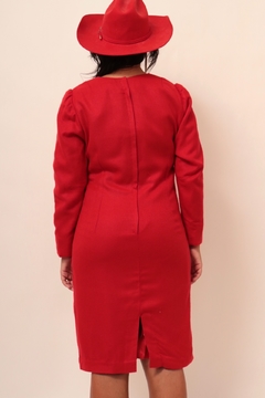 Vestido alfaiataria vermelho forrado - Capichó Brechó