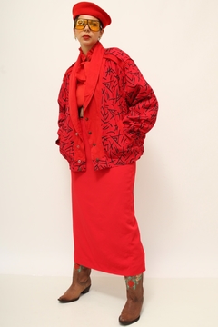 Jaqueta vermelha acolchoada estampada - comprar online