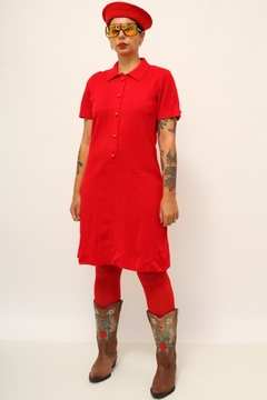 Vestido vermelho polo vintage - Capichó Brechó