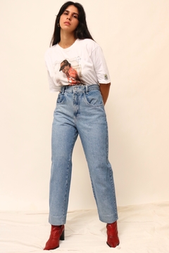 calça jeans classica cintura alta azul - loja online