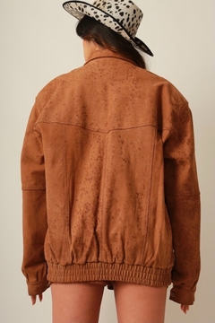 Jaqueta couro marrom western forrada - comprar online