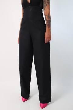 calça pantalona cintura mega alta preta na internet