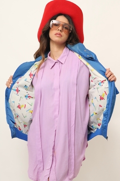 Jaqueta bomber azul parachute forrada vintage - comprar online