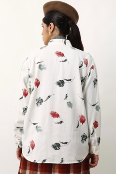 Camisa flores tecido estilo linho - comprar online