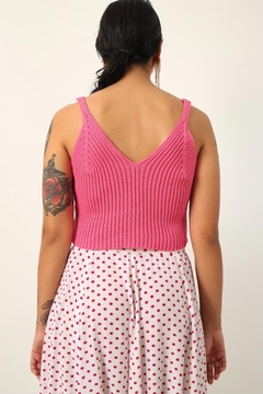 Imagem do top decote tricot rosa chiclete