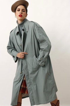 trench coat verde mint forrado longo na internet