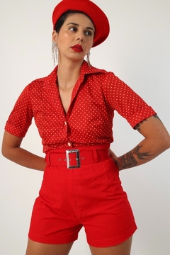 camisa poá vermelha vintage - Capichó Brechó