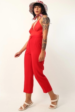 Calça vermelha cintura alta vintage na internet