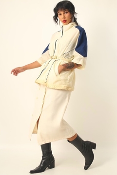 Blusa nylon nave off white azul vintage - loja online