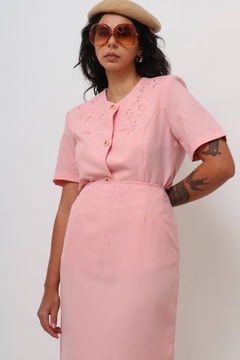 conjunto saia + blusa rosa vintage - Capichó Brechó