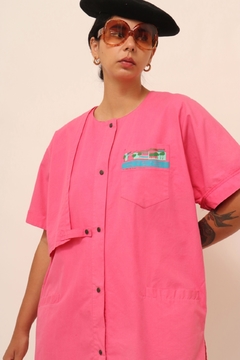 Camisa rosa 100% algodão costas aberta - comprar online