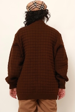 Cardigan marrom grosso textura tricot - comprar online
