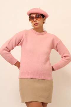 tricot lã rosinha potro vintage na internet