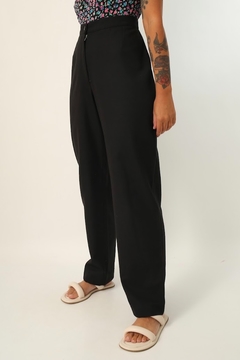 Calça cintura alta preta vintage ampla - comprar online