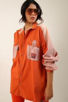 camisa estampa laranja bicolor vintage - comprar online