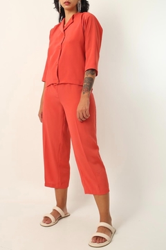 conjunto goiaba calça + blusa vermelho vintage - Capichó Brechó