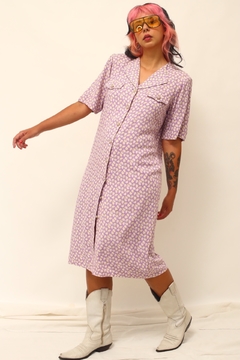 Vestido roxo flores california vintage na internet