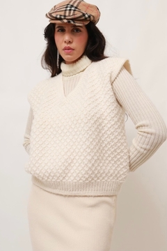 Pulover colete tricot textura vintage grosso - loja online