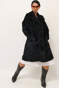 casaco pelucia preto forrado vintage - loja online