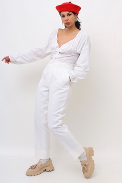 calça cintura alta vintage branca - Capichó Brechó