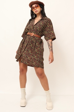 camisa vestido vintage marrom - comprar online