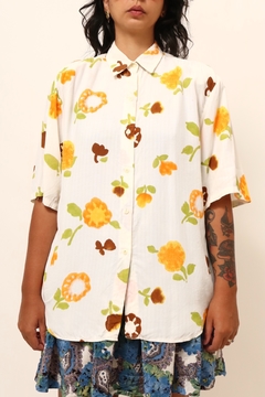 Camisa flores amarela vintage - Capichó Brechó