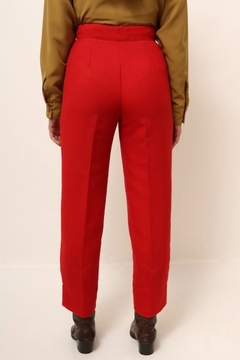 calça cintura alta alfaiataria vermelha - loja online